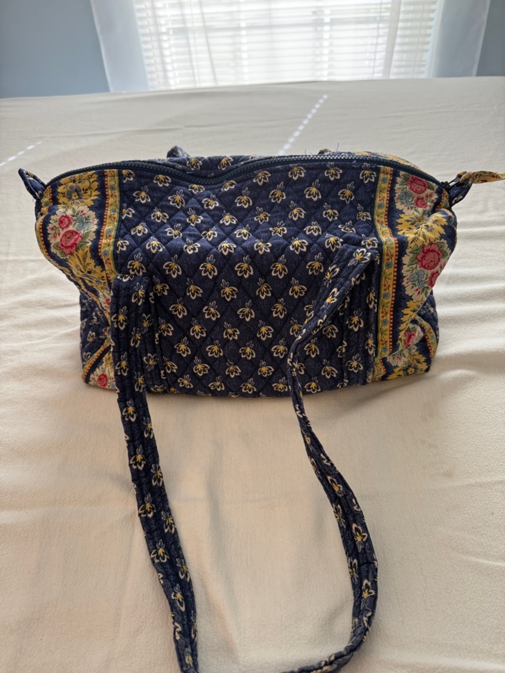 Vera Bradley Navy Quilted Floral Shoulder Bag